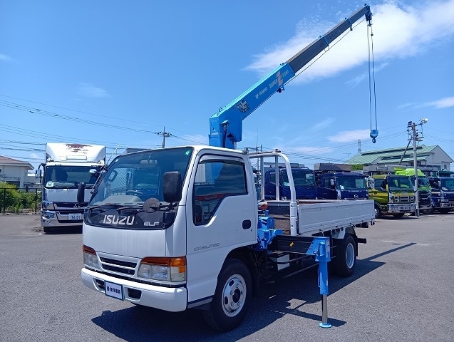 [クレーン付平ボディ] H7 エルフ 4段ラジコン 2.6t吊 標準ロングボディ 積載2t 走行7.8万km 燃焼装置なし 車検付R7/11
