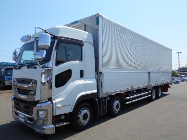 [アルミウイング] H29 ギガ 日本フルハーフ製 4軸低床 ハイルーフ 積載13.7t 後輪エアサス 走行39.9万km