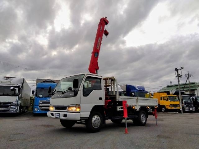 [クレーン付平ボディ] H16 エルフ 5段ラジコン 2.9t吊り 差し違い リアジャッキ付 積載2t 走行6.6万km 車検付(R8/3)