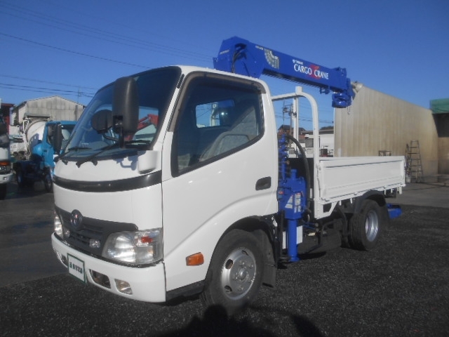 [クレーン付平ボディ] H23 デュトロ 4段ラジコン リアジャッキ付 ショートボディ 積載2t 走行10万㎞ 車検付R8/10