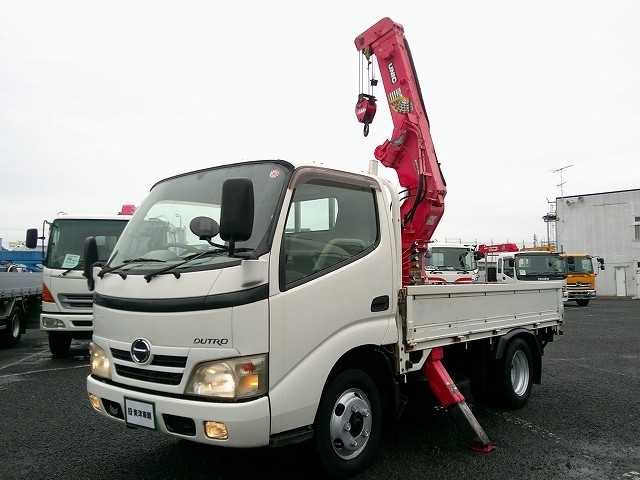 [簡易クレーン付 平ボディ] H21 デュトロ 古河ユニック製 4段ブーム 2.2t吊 360度旋回 4ナンバー 準中型(5t未満)免許対応車 積載1.8t 車検付