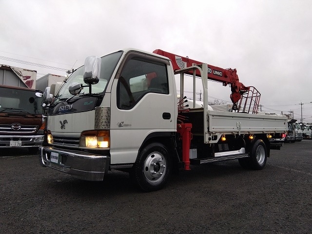 [クレーン付平ボディ] H14 エルフ 古河ユニック製5段ラジコン ゴンドラ付 ワイドロング 積載2t 走行2.6万km