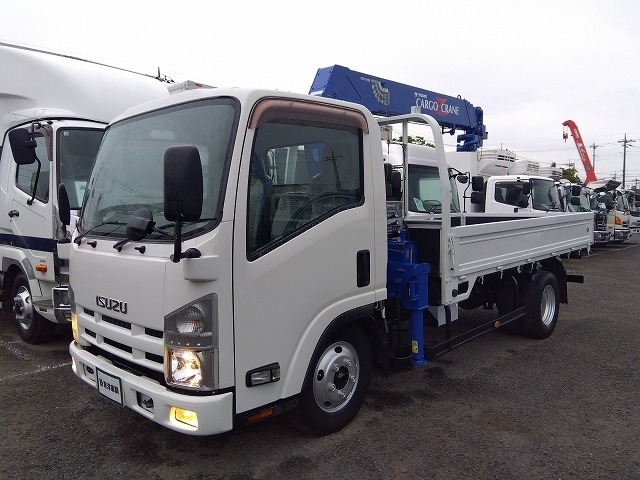 [クレーン付平ボディ] H24 エルフ 4段ラジコン 標準ロングボディ 積載2.8t ハイキャブ 走行11.8万㎞ 車検付R9/5