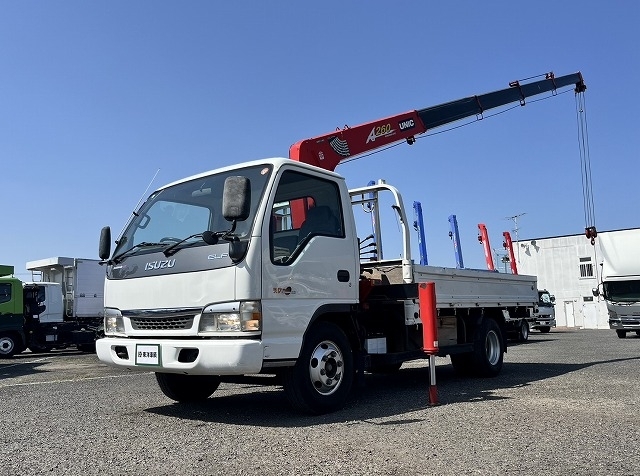 [クレーン付平ボディ] H15 エルフ 古河ユニック製5段ラジコン 積載2t  燃焼機無し 走行距離6.1万km 車検付(R8/12)