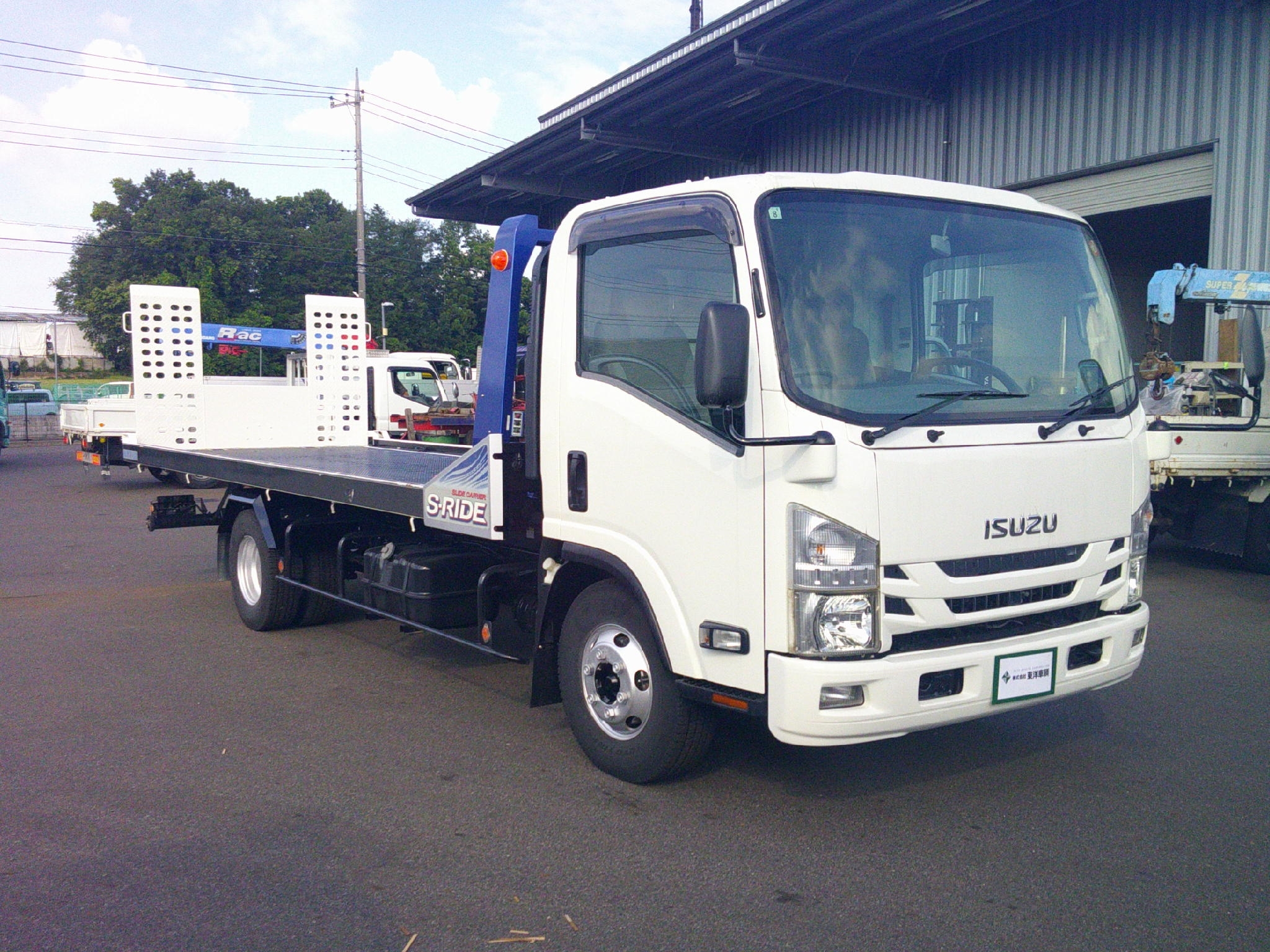 [フラトップセルフローダー] H27 エルフ タダノ製 ラジコン操作可 ウインチ付 積載3.3t ワイドロング 車検付