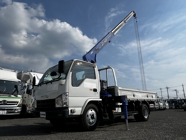 [クレーン付 平ボディ] H23 エルフ タダノ製3段ラジコン 2.93t吊 差し違いアウトリガー 標準ロングボディ 積載3t 走行8万km
