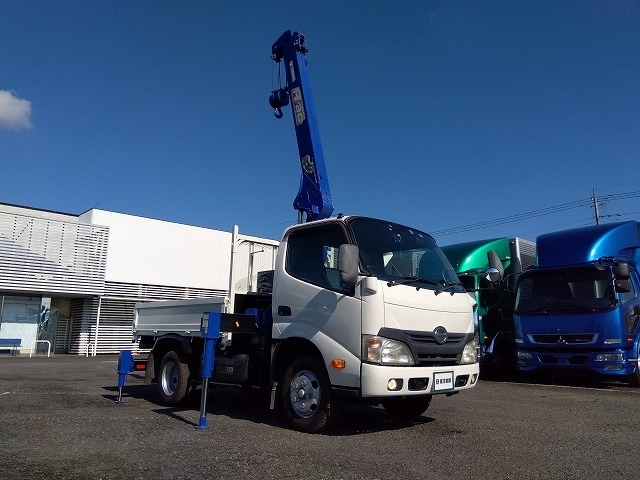 [クレーン付 平ボディ] H23 デュトロ タダノ製4段ラジコン ショートボディ リアジャッキ付 積載2t 走行6.6万㎞台 車検付(R9/9)